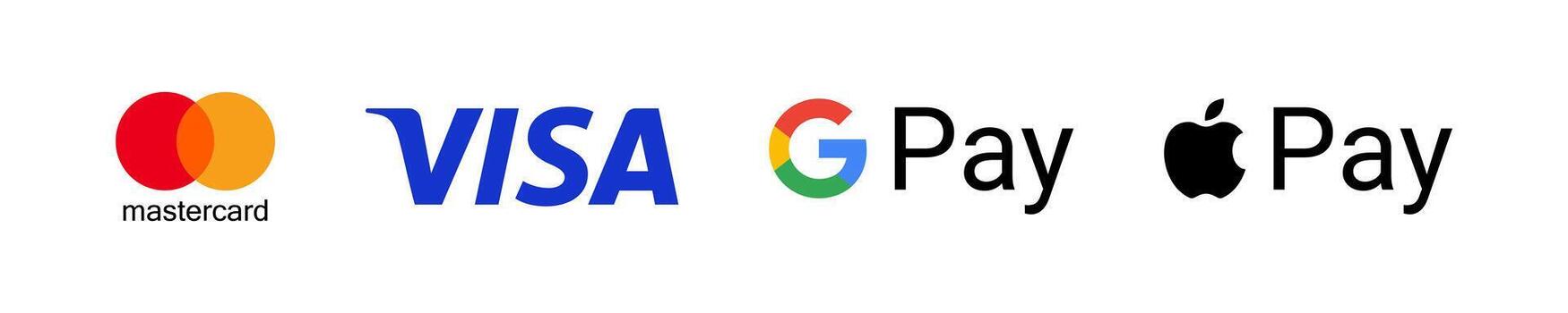 Mastercard, Visa, Google Pay, Apple Pay